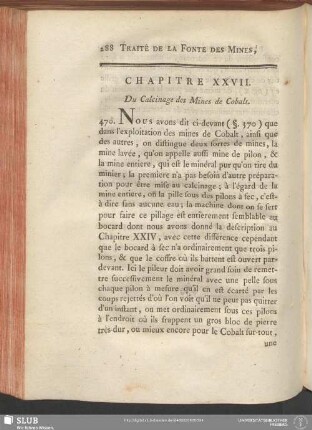 Chapitre XXVII. Du Calcinage des Mines de Cobalt