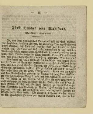 Fürst Blücher von Wahlstadt. Marschall Vorwärts!