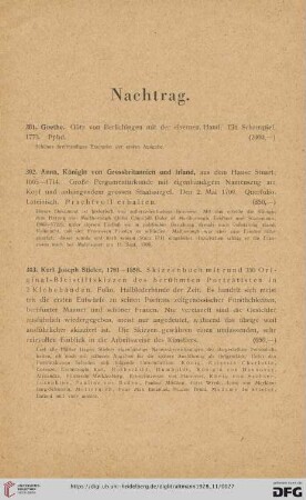 Nachtrag (Nr. 301 - 303)