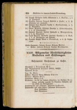 XXIII. Allgemeine Wohltätigkeits=Anstalten und Stiftungen.
