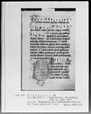 Psalterium — Initiale D (eus repulisti nos), Folio 56 recto