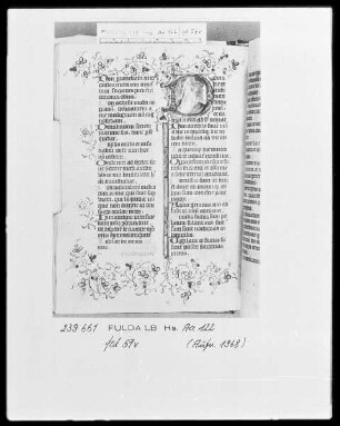 Deutschordensbrevier für die Ballei Utrecht — Initiale D (omine exaudi), darin David im Gebet, Folio 57verso