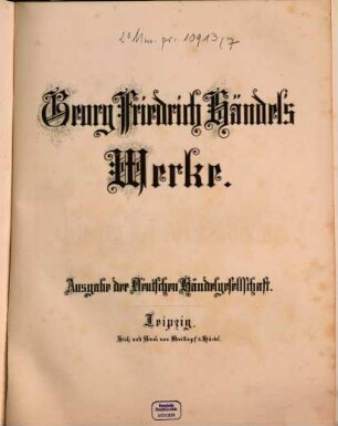 Georg Friedrich Händel's Werke. 7, Semele : Oratorium