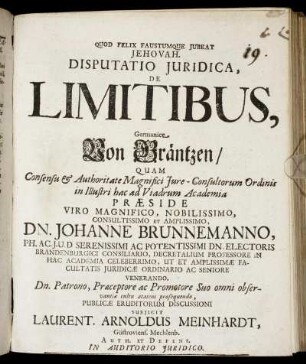 Disputatio Iuridica, De Limitibus, Germanice Von Gräntzen