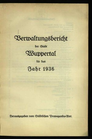 Verwaltungsbericht der Stadt Wuppertal / 1936