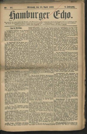Hamburger Echo ; [...] ; Abend-Ausgabe