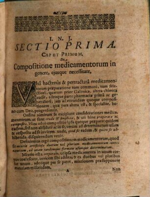 Georgii Wolffgangi Wedelii, Med. Doctoris, Professoris Publici, Consiliarii Et Archiatri Ducalis Saxonici, De Medicamentorum Compositione Extemporanea, ad praxin Clinicam & usum hodiernum accomodata, Liber, Tribus Sectionibus distinctus