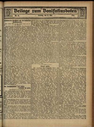 Zweite Ausgabe vom Sonntag, den 21. Mai 1916.