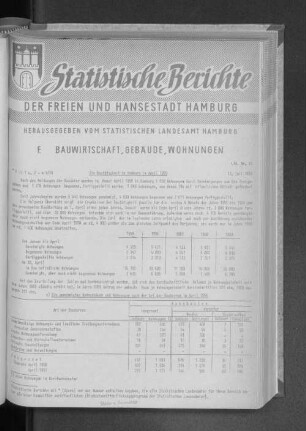 Die Bautätigkeit in Hamburg im April 1959 : Lfd. Nr. 11