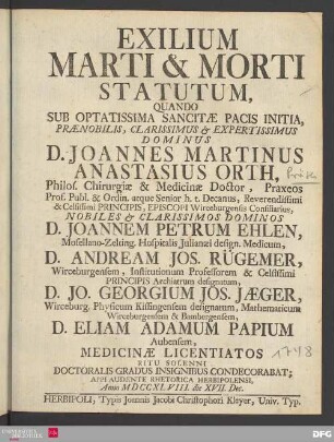 Exilium Marti & Morti Statutum