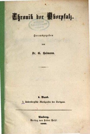 Chronik der Oberpfalz, 1,3. Der Nordgau unter Markgrafen aus dem Geschlechte der Babenberger