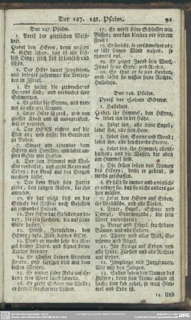 Der 147. Psalm. Preiß der göttlichen Weißheit