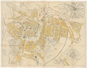 Plan von Leipzig und den angrenzenden Ortschaften, mit Plan des Stadttheaters , ca. 1:6 700, 1858 : Werl's General-Situations-Plan von Leipzig und angrenzenden Ortschaften. - [Ca. 1:6 700]. - Leipzig : Werl , 1858. - 1 Kt. : zweifarb. ; 55 x 42 cm, gefaltet