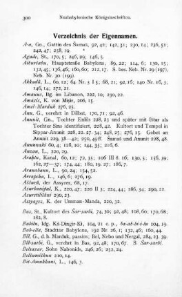 Verzeichnis der Eigennamen