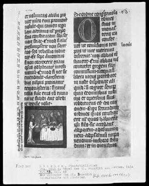 Regel des heiligen Benedikt — Das Ölwunder des heiligen Benedikt, Folio 43recto