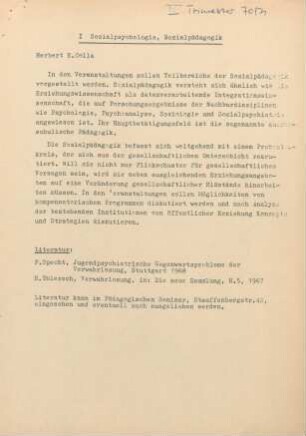 Zweites Trimester 1970/71