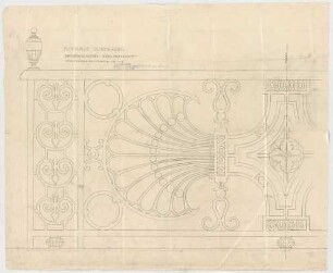 Thiersch, Friedrich von; Wiesbaden; Kurhaus - Brüstungsgitter in den Fenstern EG, Westseite (Schnitt)
