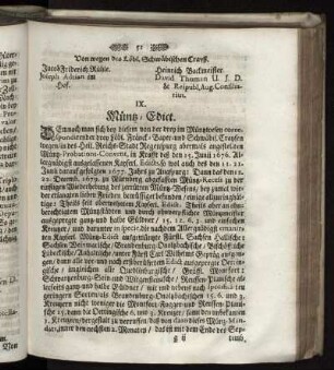 IX. Müntz-Edict