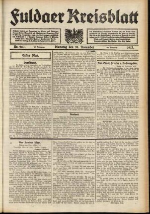 Erste Ausgabe vom Dienstag, den 18. November 1913.