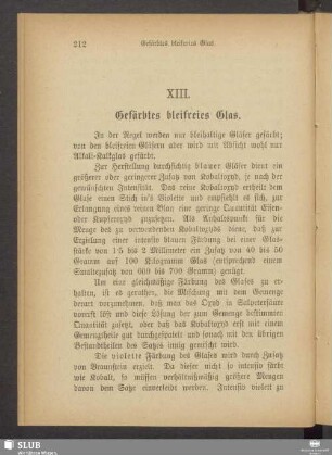 XIII. Gefärbtes bleifreies Glas