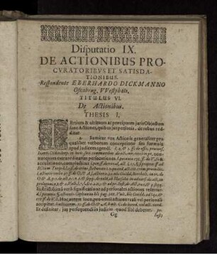 De Actionibus Procuratoribus Et Satisdationibus