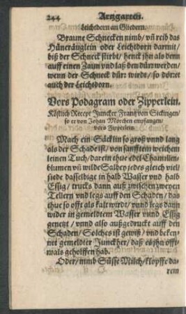Vors Podagram oder Zipperlein.