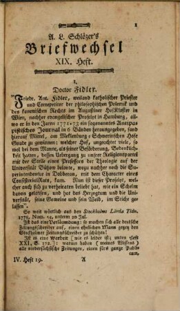 August Ludwig Schlözers ... Briefwechsel, meist historischen und politischen Inhalts. 4. 1779 (1780), Heft 19 - 24