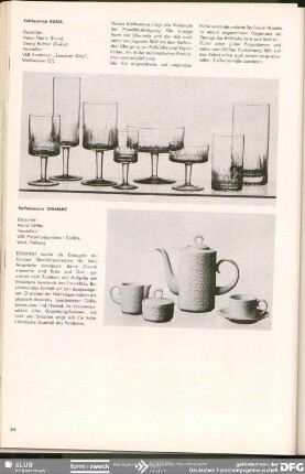 Kaffeeservice DIAMANT : Informationen Neue Erzeugnisse