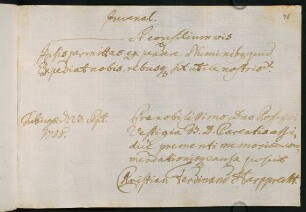 Harpprecht, Christian Ferdinand [Professor der Philosophie]. Tübingen, 23.09.1755.