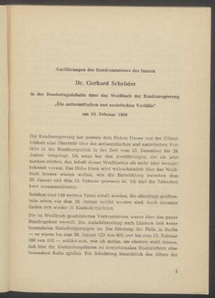 Ausführungen des Bundesministers des Innern Dr. Gerhard Schröder