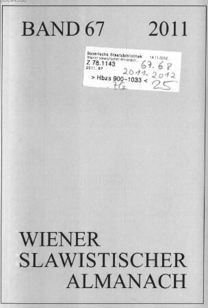 Wiener slawistischer Almanach. 67. 2011