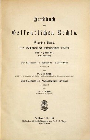Das Staatsrecht des Grossherzogtums Luxemburg