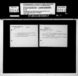 Sammlung von Vordrucken und Dienststempelabdrucken für die Geschäftstätigkeit der Badischen Außenhandelsstelle in Karlsruhe, des Beauftragten des Reichskommissars für Aus- und Einfuhrbewilligung in Karlsruhe, sowie des Beauftragten des Reichskommissars für Aus- und Einfuhrbewilligung in Stuttgart