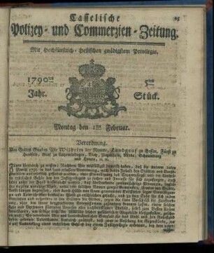 5tes Stueck, Montag den 1ten Februar. 1790