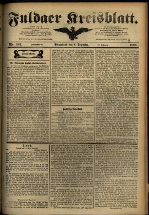 Erste Ausgabe vom Samstag, den 08. Dezember 1906.