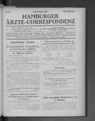Wissenschaftliche Abende im Allg. Krankenhause 1918.