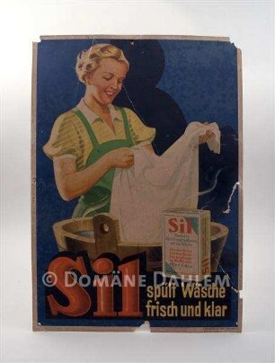 Reklameschild "Sil spült Wäsche frisch und klar"