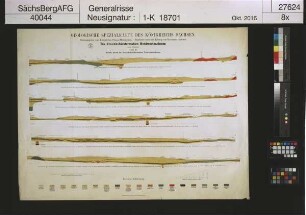 Geologische Spezialkarte des Königreichs Sachsen, Braunkohlenformation Nordwestsachsens; Profile durch die Braunkohlenformation