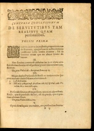 Centuria Conclusionum De Servitutibus Tam Realibus Quam personalibus.