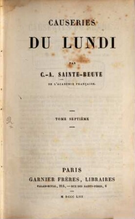 Causeries du lundi, 7