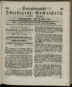 XXV. Stück. Sonnabends: den 18. Jun. 1791.