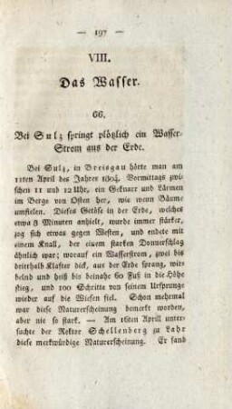 VIII. Das Wasser