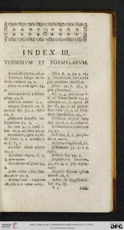 Index III: Verborum et formularum