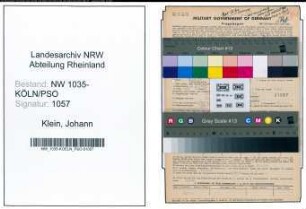 Entnazifizierung Johann Klein , geb. 21.02.1897 (Kaufmaennischer Angestellter)