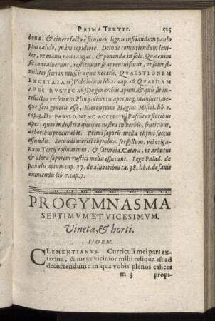 Progymnasma Septimum Et Vicesimum. Vineta, & horti.