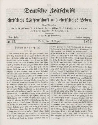 273-278 Zwingli und Dr. Stahl : Fortsetzung