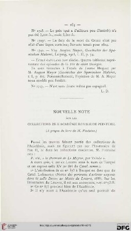 Nouvelle note sur les collections de l'Académie Royale de Peinture