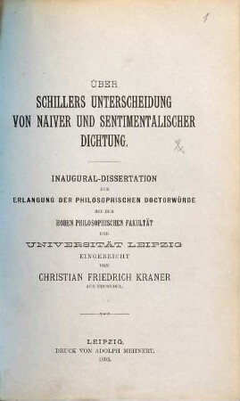 Über Schillers Unterscheidung von naiver und sentimentalischer Dichtung