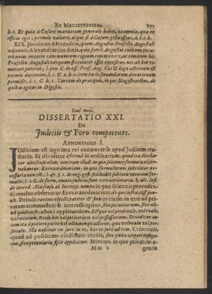 Dissertatio XXI. De Iudiciis & Foro competente