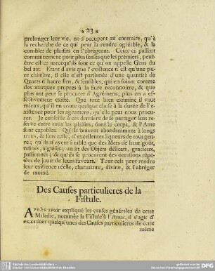 Des Causes particulieres de la Fistule